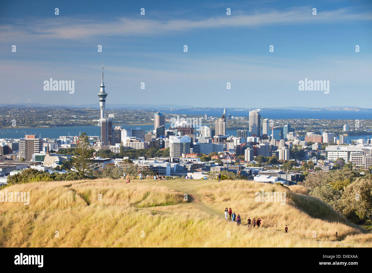 Vista di Auckland dal monte Eden, Auckland, Isola del nord, Nuova Zelanda Foto Stock