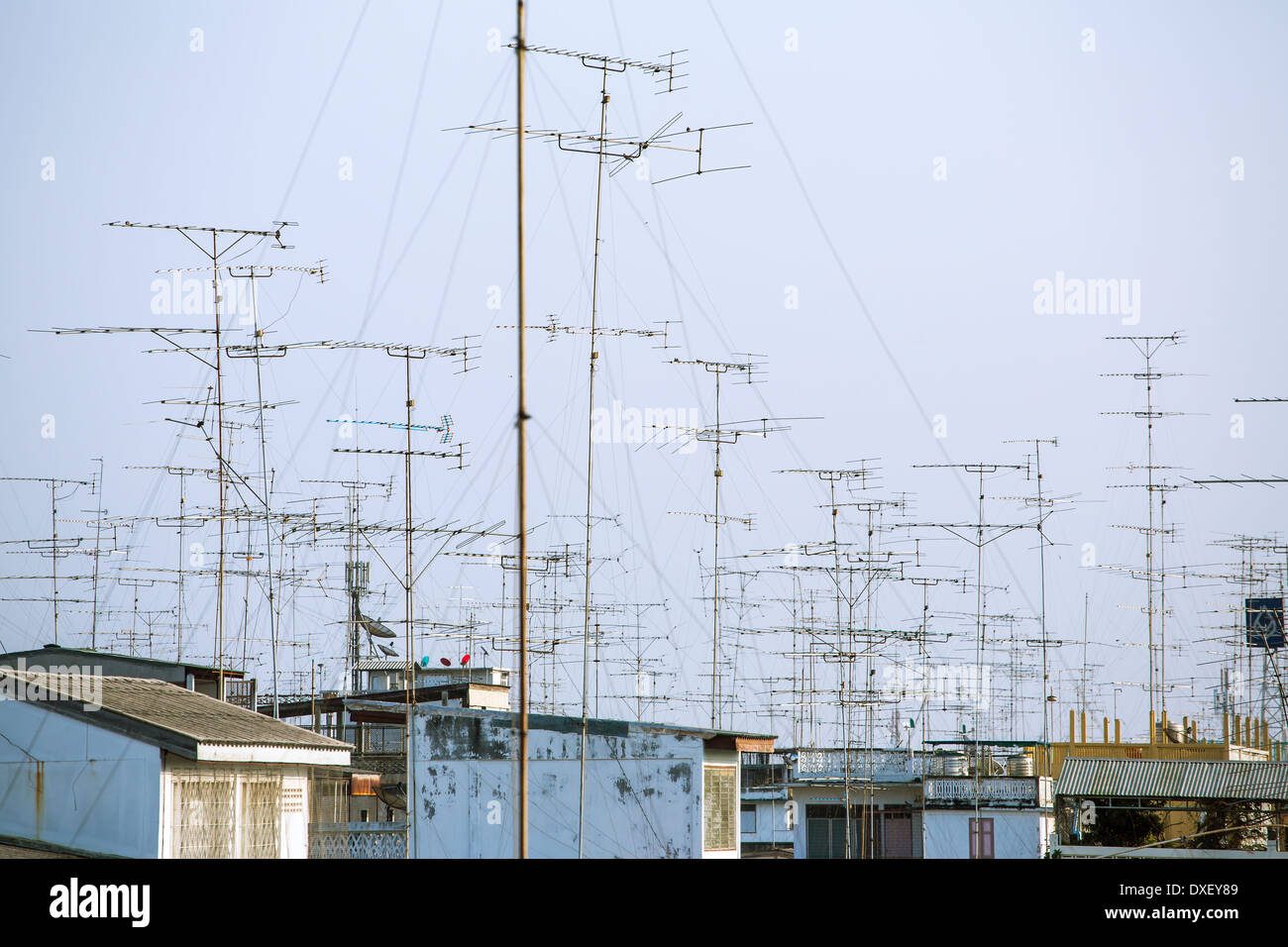 Antenne sul tetto Foto Stock