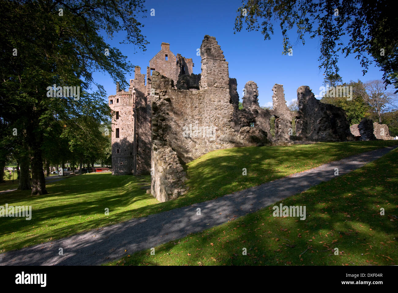 Rovine del Castello di Huntly, un L Piano design, Aberdeenshire. Foto Stock