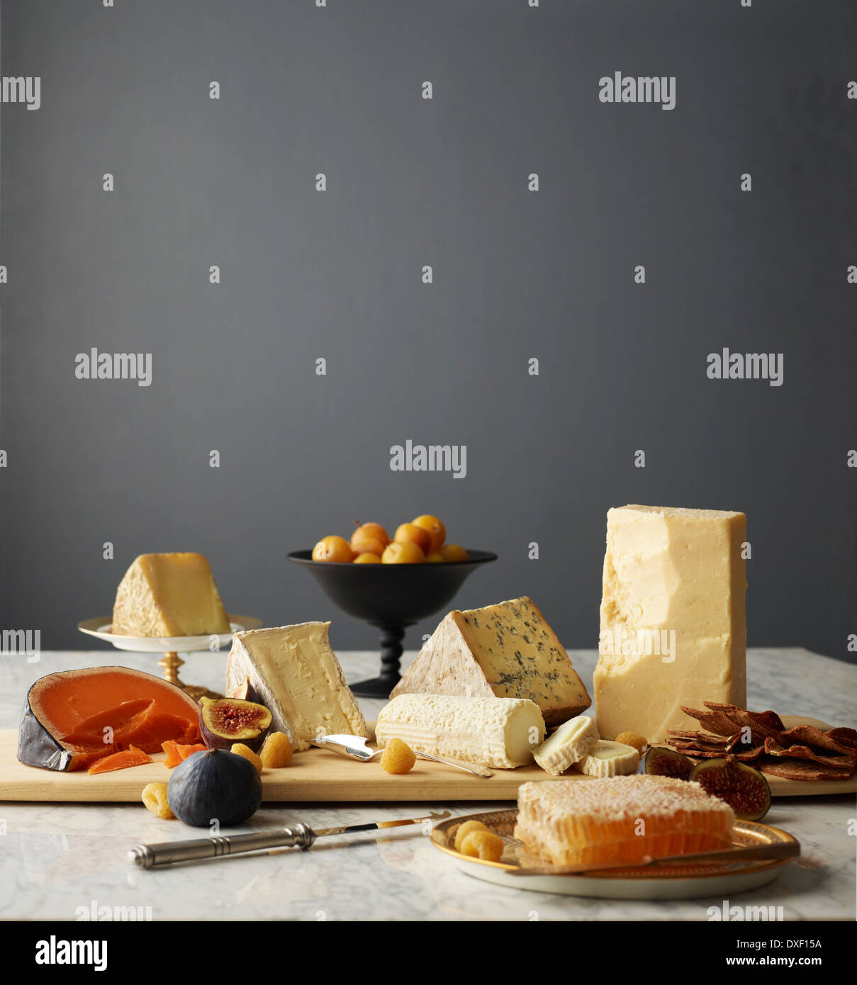 Varietà di formaggi, Studio Shot Foto Stock