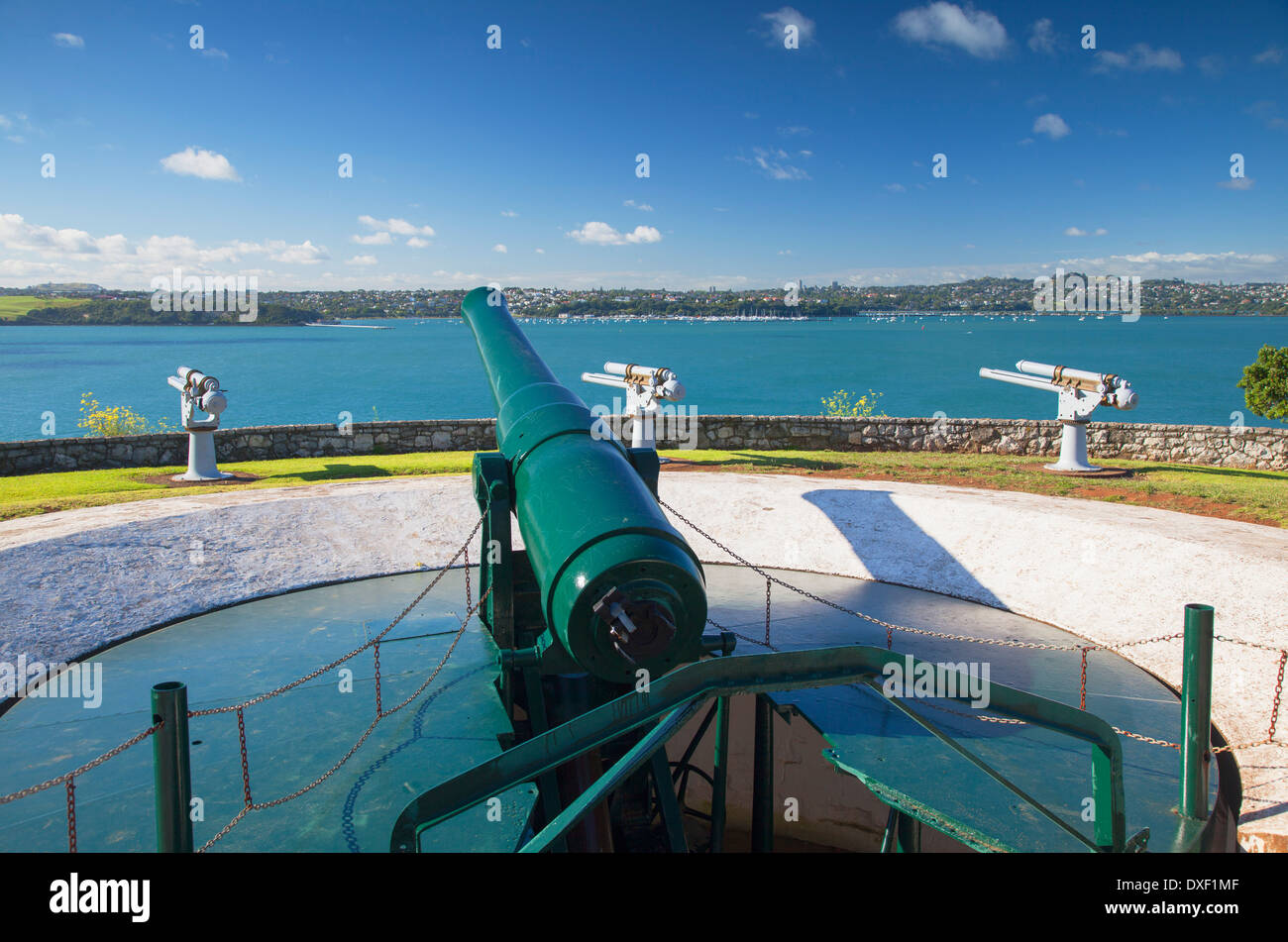 Pistola a scomparsa, nord Capo Historic Reserve, Devonport, Auckland, Isola del nord, Nuova Zelanda Foto Stock