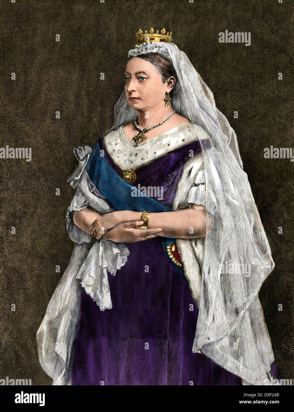 La regina Vittoria d'Inghilterra, 1872. Digitalmente la xilografia colorata Foto Stock