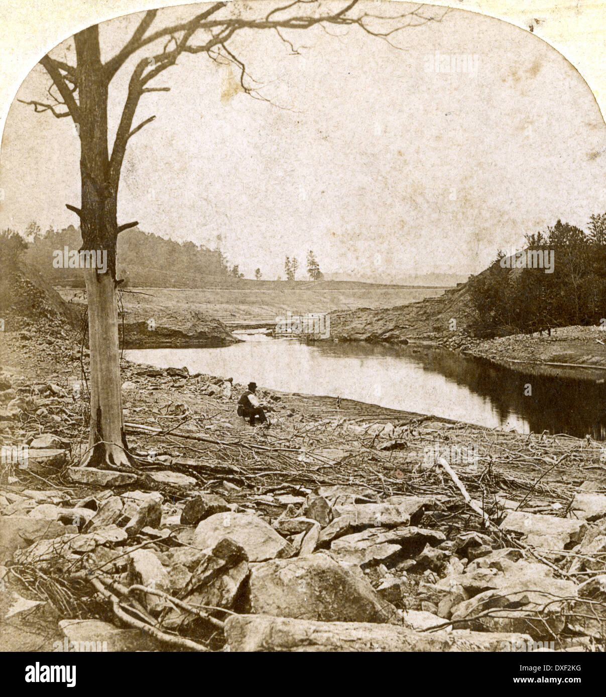 Circa 1890 foto di antiquariato, la grande alluvione Johnstown Maggio 31, 1889 a Johnstown, Pennsylvania, PA, Stati Uniti d'America. Foto Stock