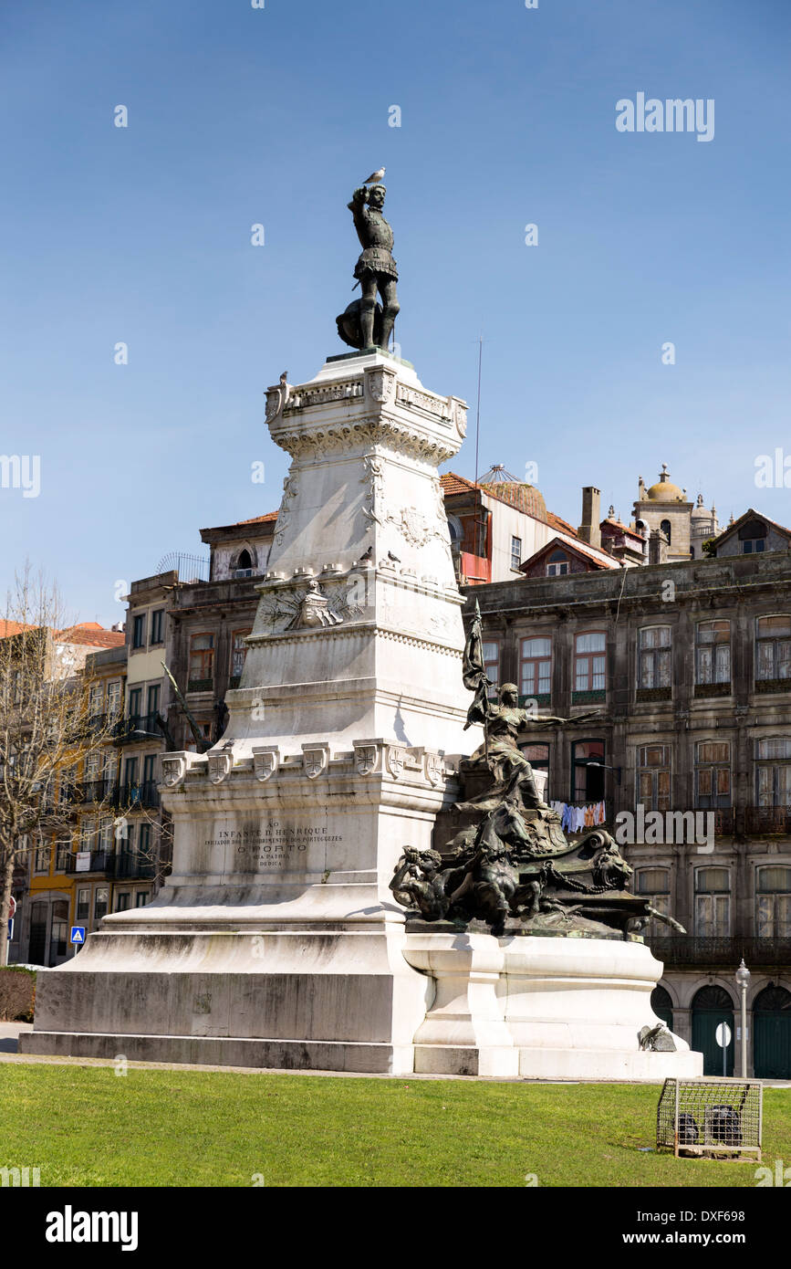 Henry (Infante Dom Henrique) il navigatore monumento, Porto, Portogallo Foto Stock