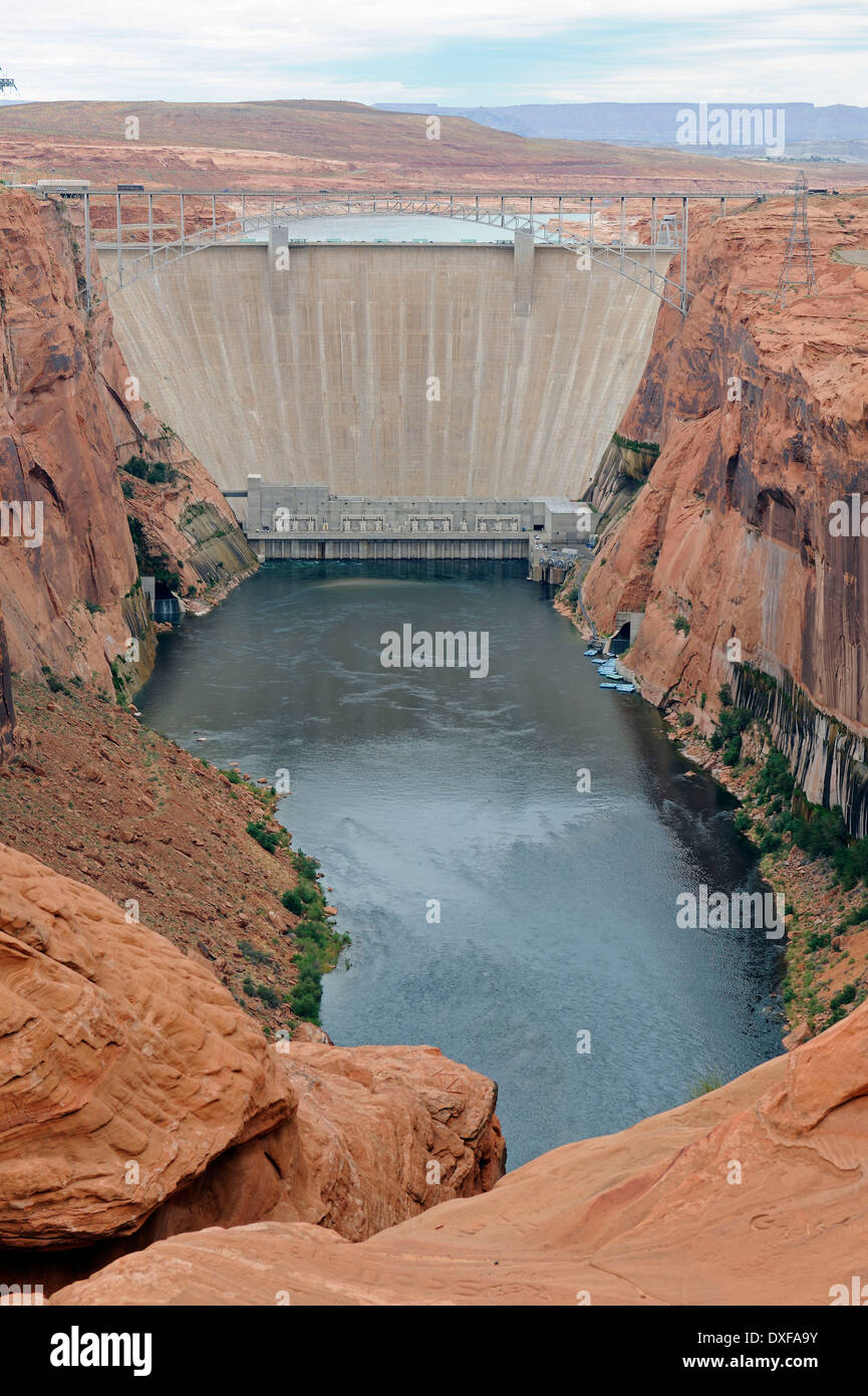Glen Canyon Dam, Lake Powell, Arizona, Stati Uniti d'America Foto Stock