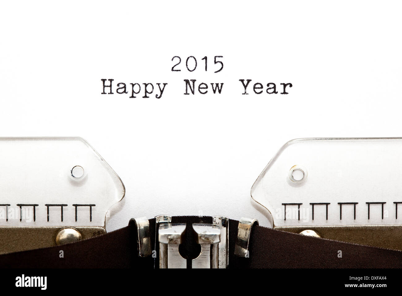 Felice Anno Nuovo 2015 scritto su una vecchia macchina da scrivere. Foto Stock