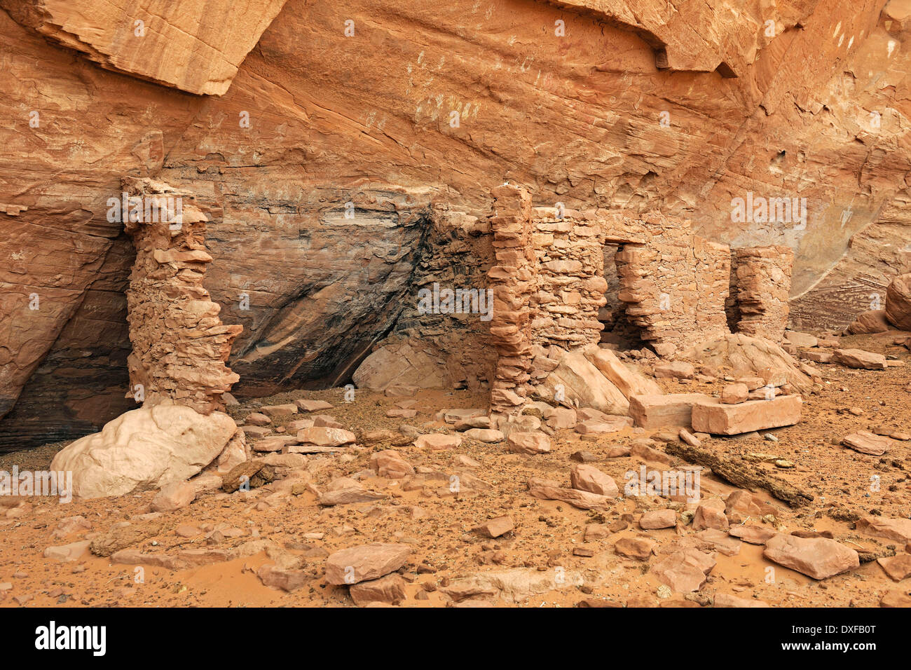 Casa di molte mani, resti di nativi americani, circa 1500 anni, Mistero Valley, Arizona, Stati Uniti d'America Foto Stock