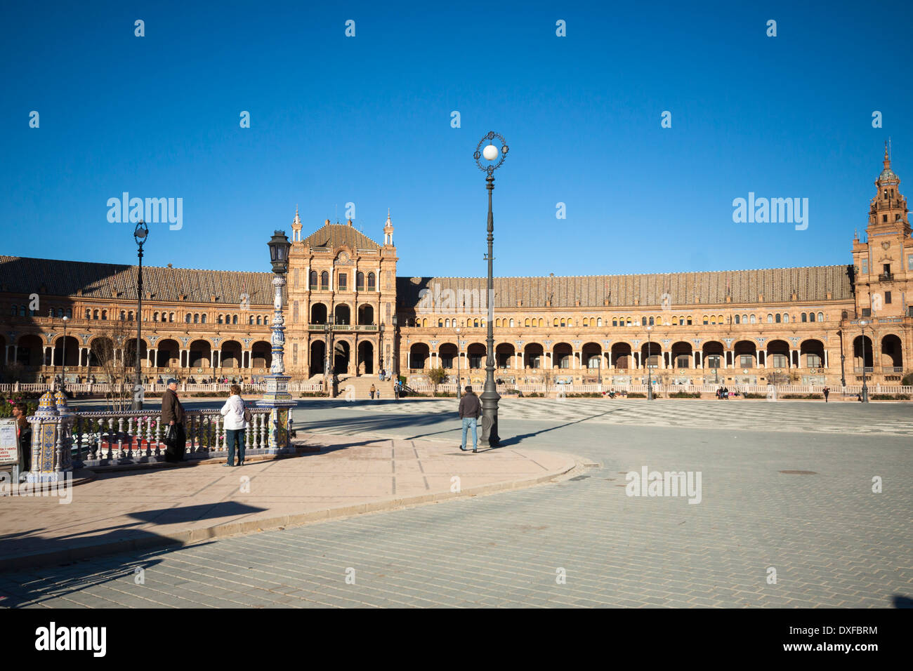 Plaza de Espana la piazza è situata nel Parco Maria Luisa a Siviglia, in Andalusia, Spagna. Foto Stock