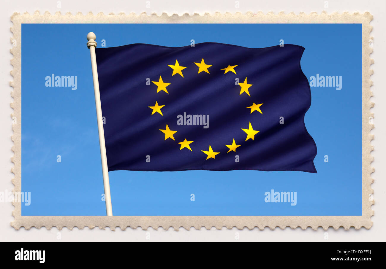 Francobollo - la bandiera dell'Unione europea Foto Stock