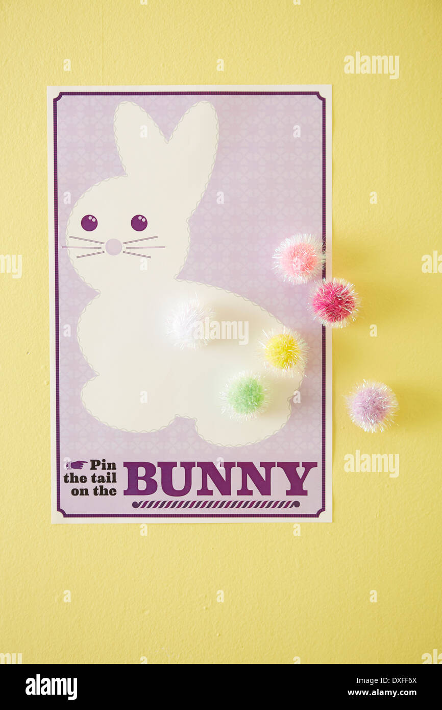 Il Pin della coda sul Bunny gioco appeso alla parete, studio shot Foto Stock