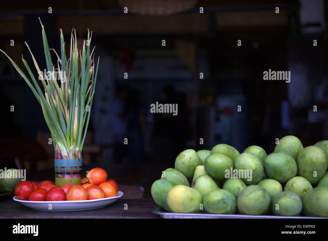 Frutta e vege visualizzata sullo schermo Foto Stock