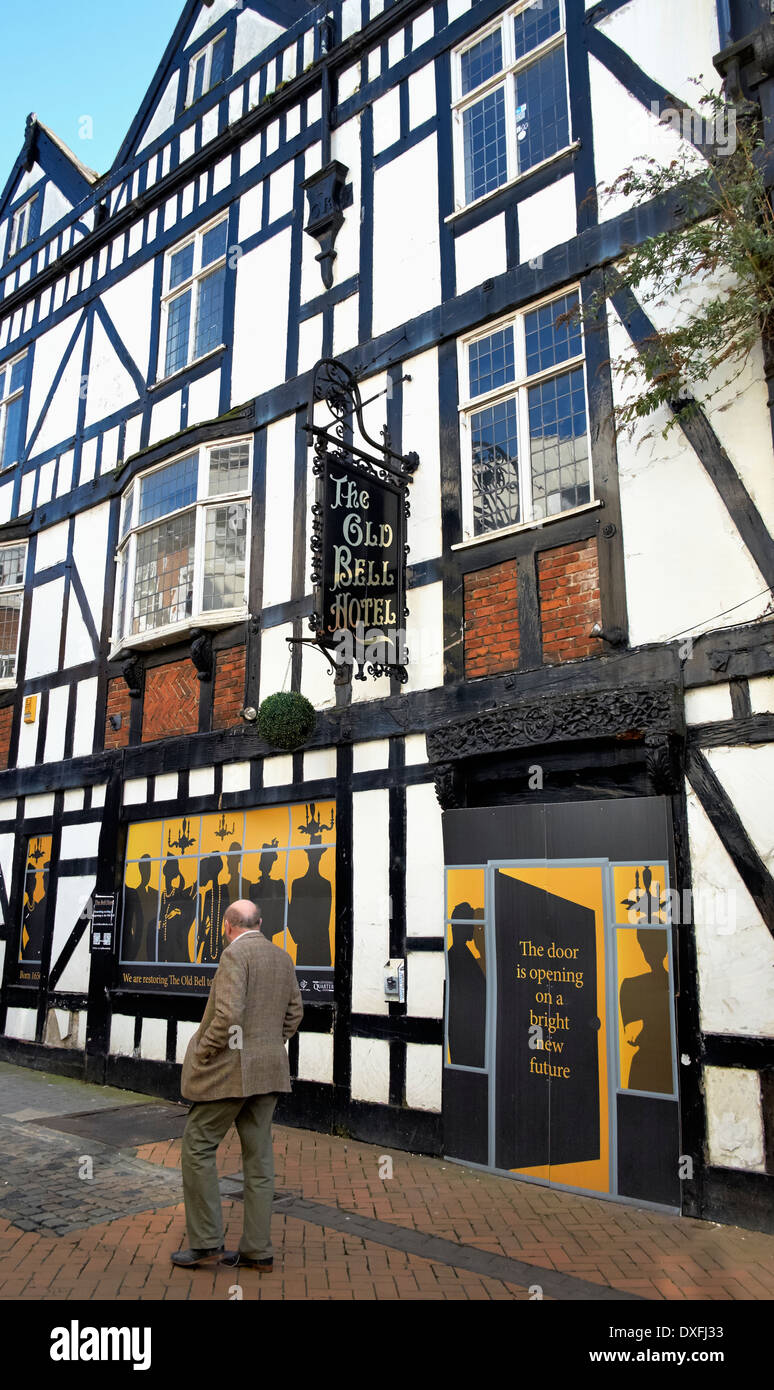 La Old Bell Hotel Sadler Gate Derby Derbyshire Regno Unito in fase di restauro Foto Stock