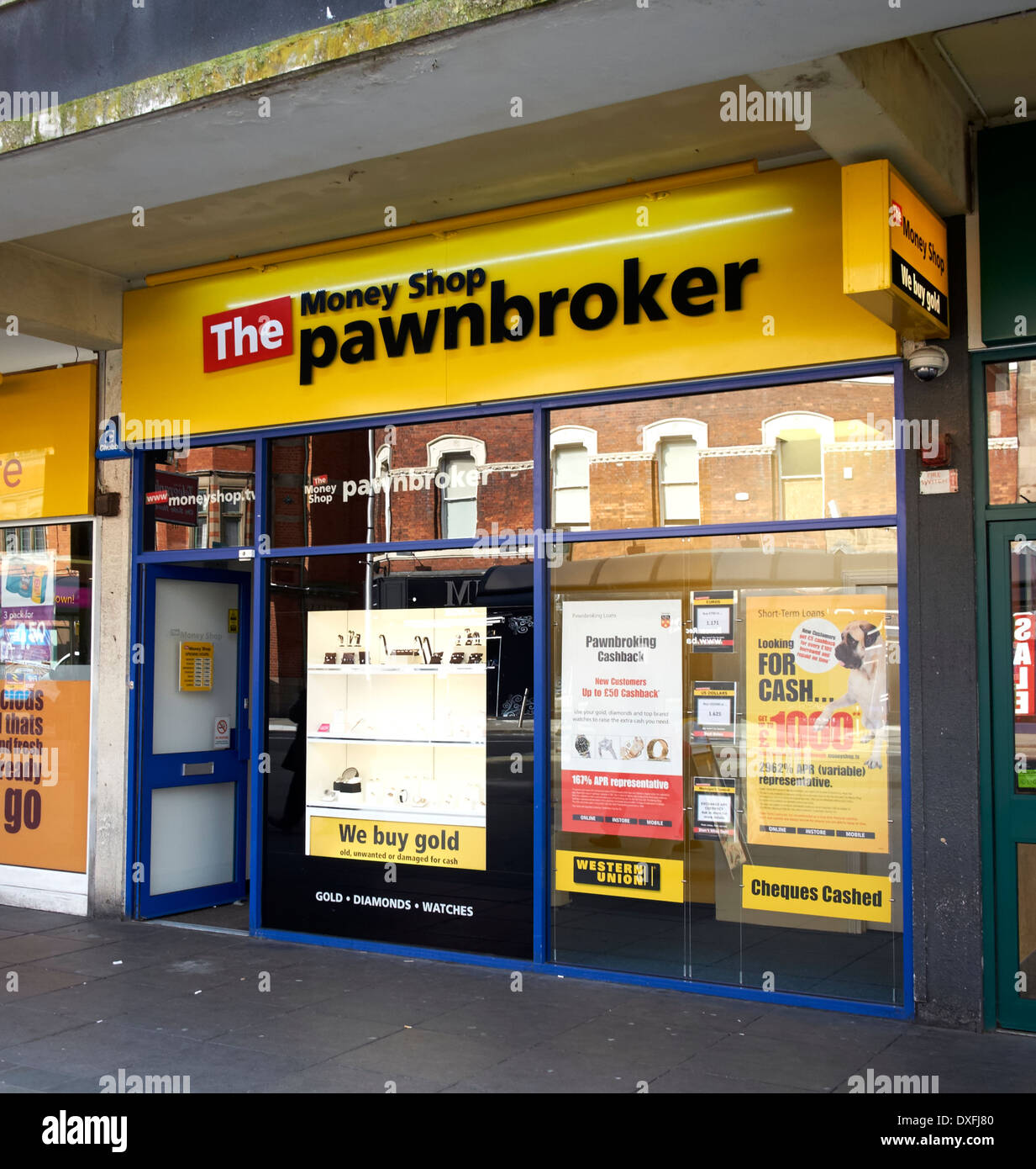 Il denaro shop Pawnbroker Derby Inghilterra Regno Unito Foto Stock