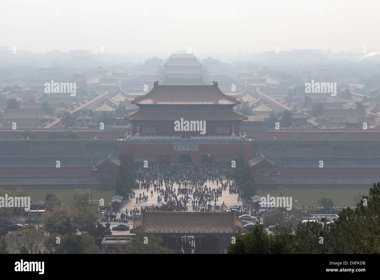 La Città Proibita vista dal Parco Jingshan Foto Stock