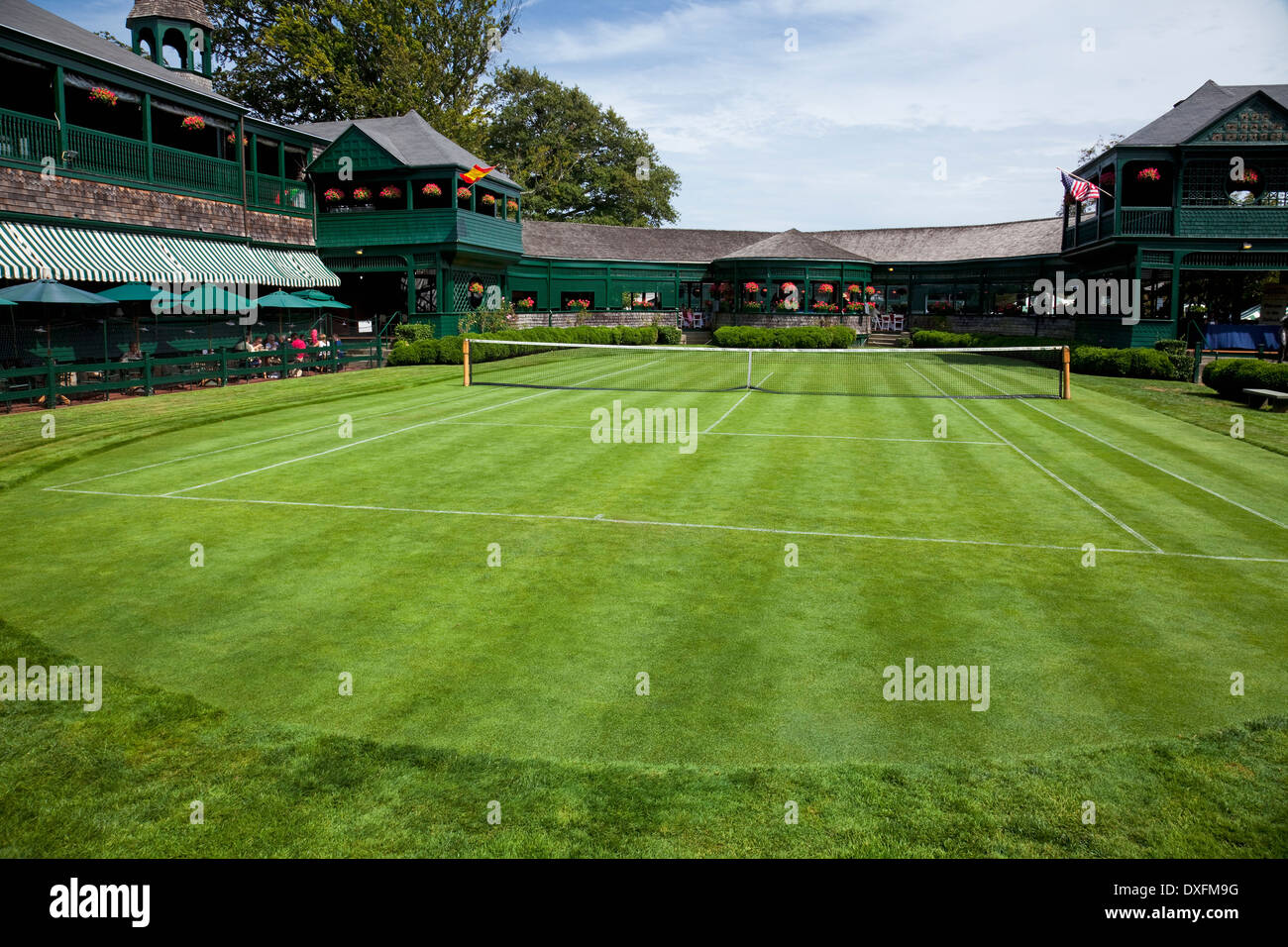 Tribunale di erba a International Tennis Hall of Fame e il Museo di Newport, Rhode Island. Foto Stock