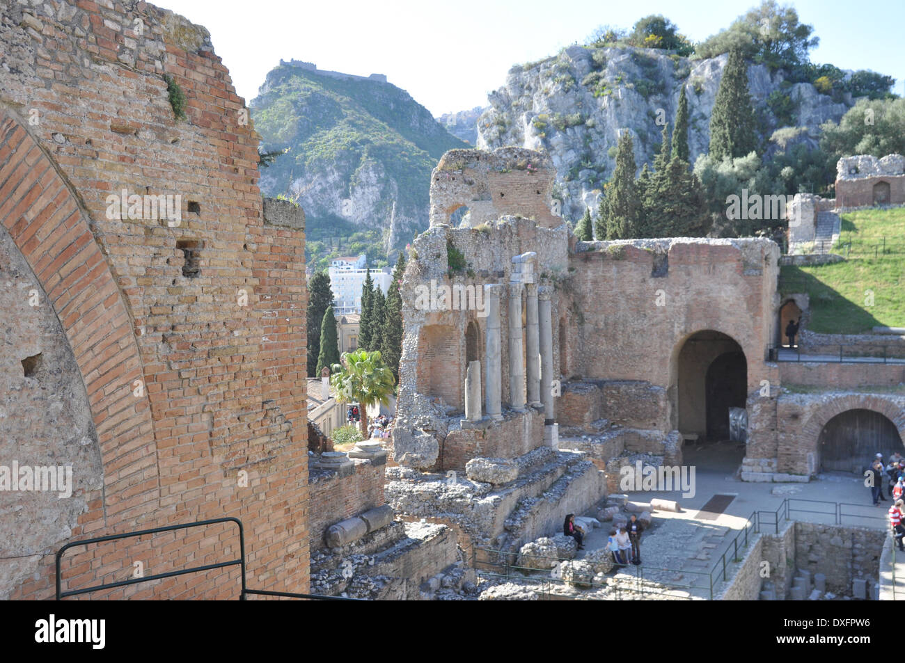 Antico Teatro romano di Taormina, Sicilia Foto Stock