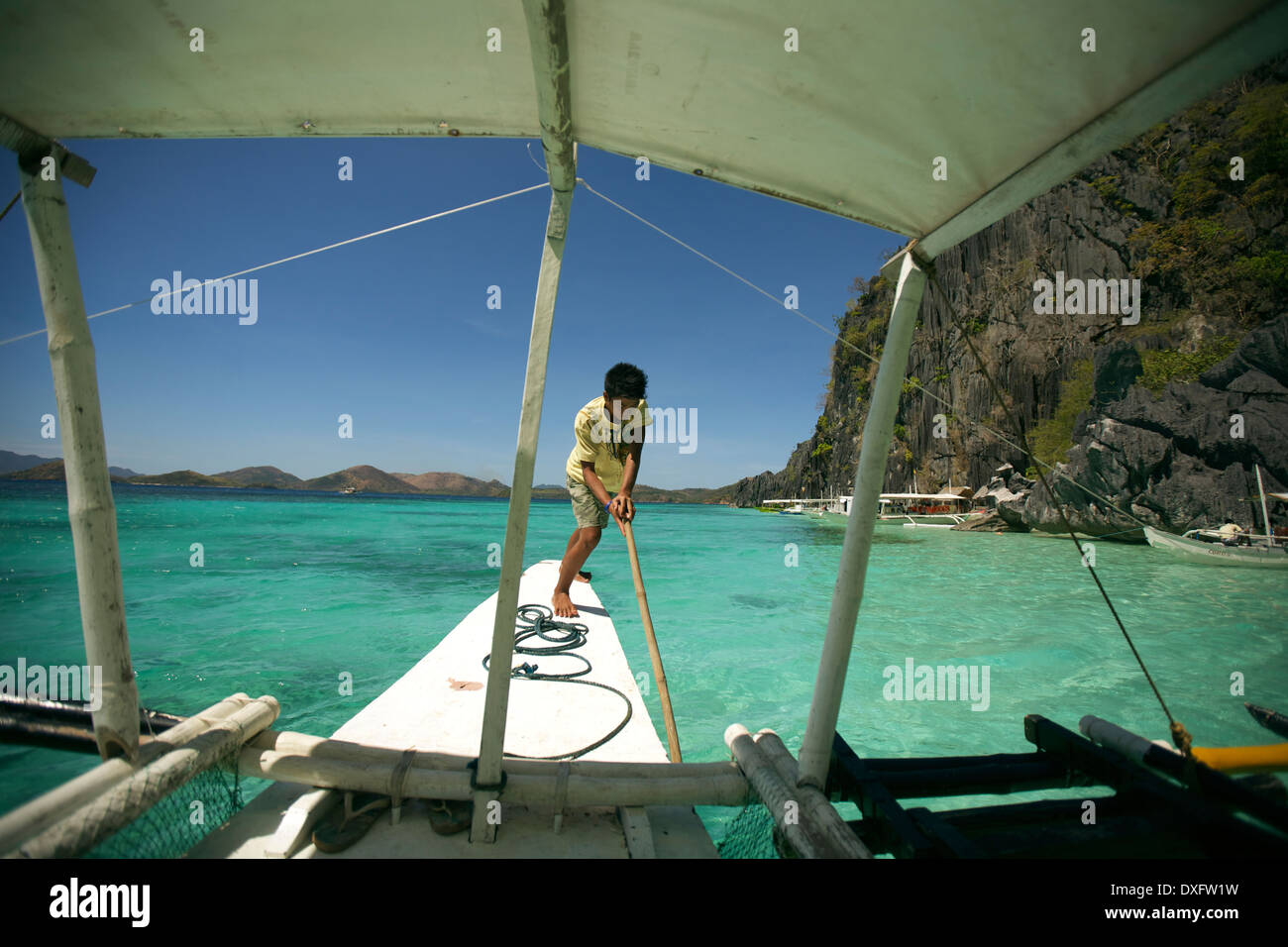 Equipaggio a bordo di una barca in Philipinnes Foto Stock