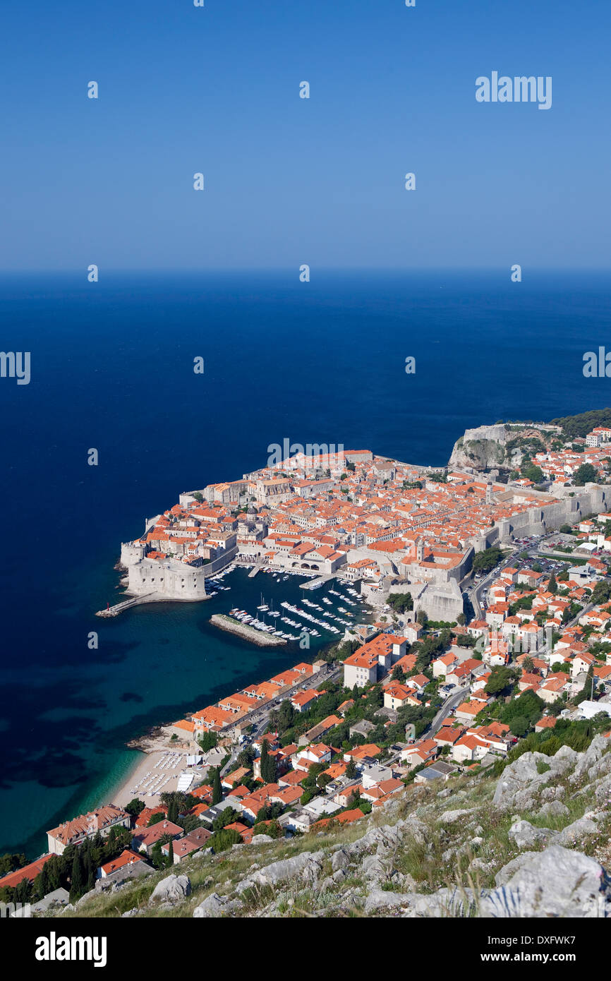 La Città Vecchia di Dubrovnik, Mare Adriatico, Croazia Foto Stock