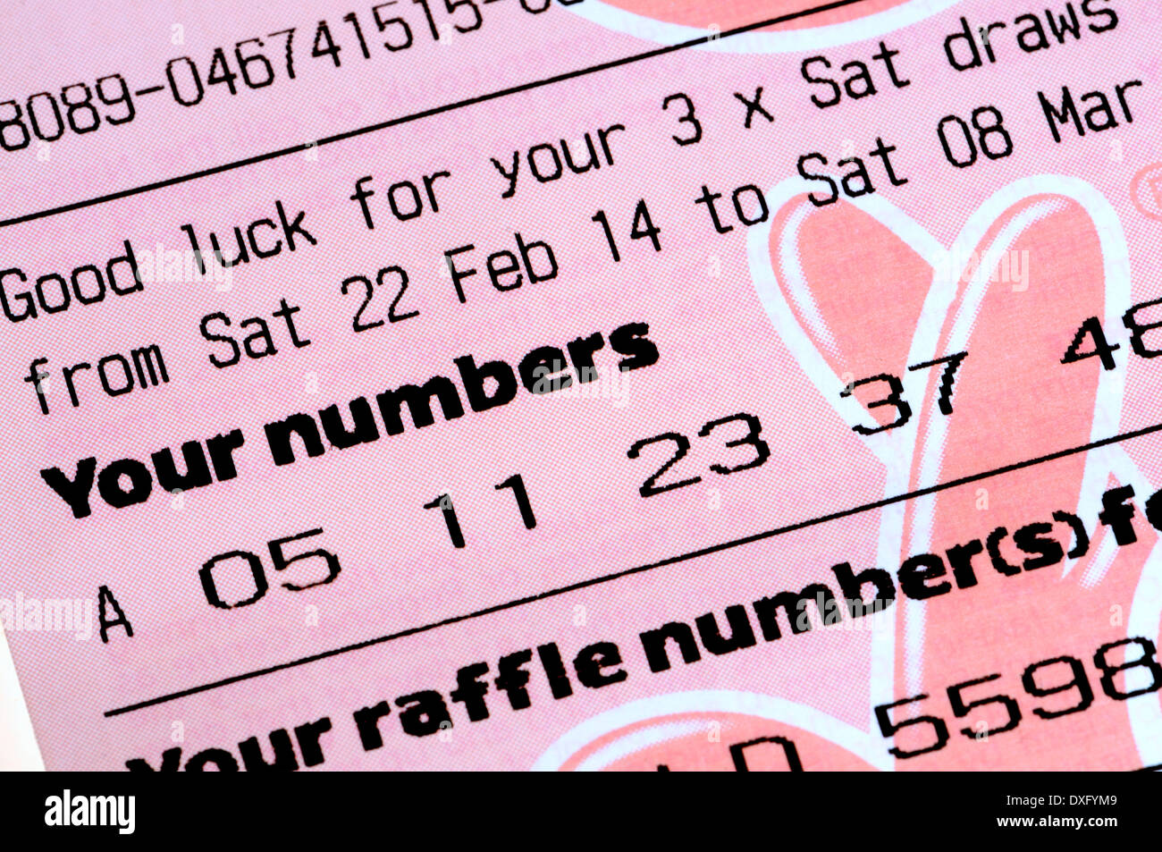 British Lotto lotteria nazionale biglietto Foto Stock