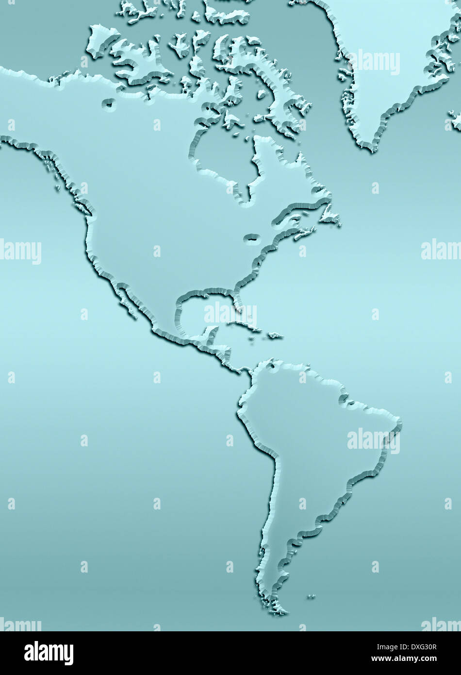 Mappa di contorno del Nord e Sud America Foto Stock