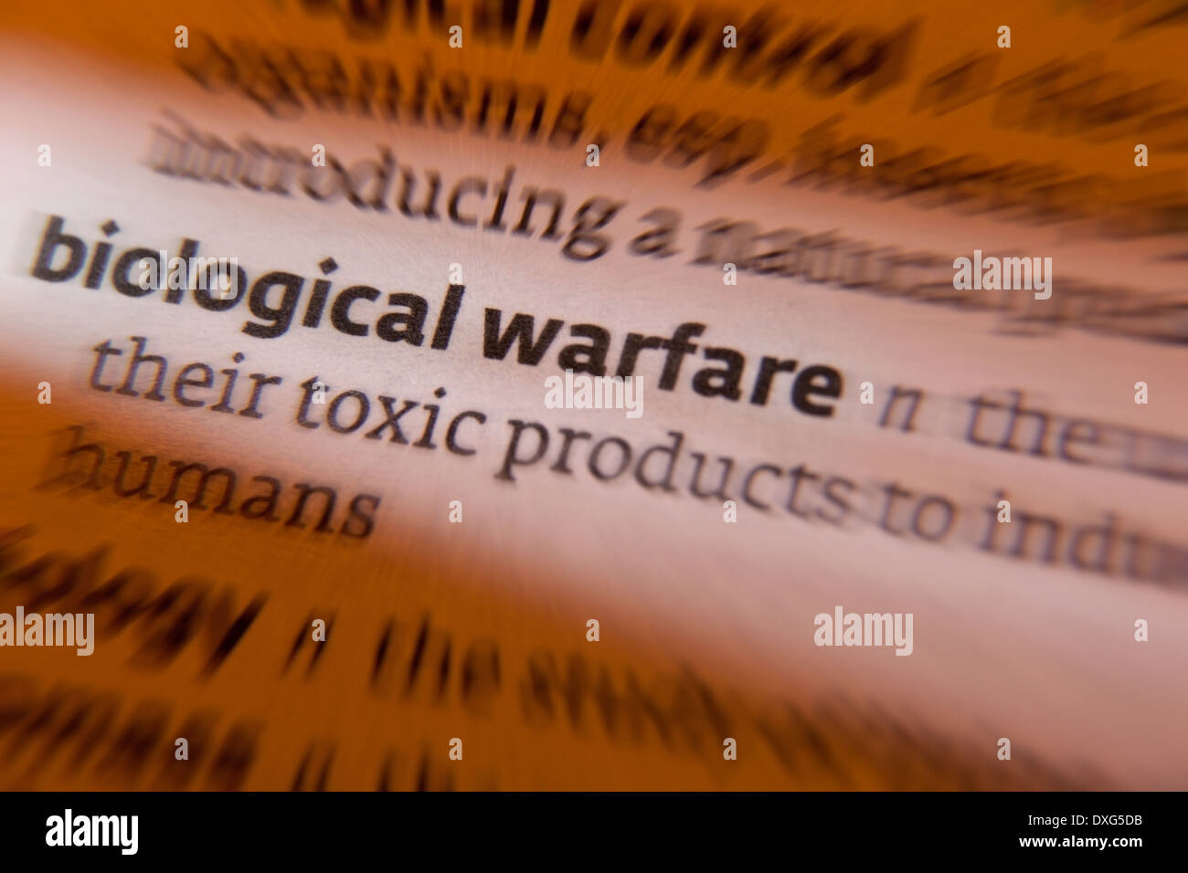 La guerra biologica è l'uso di tossine di origine biologica o microrganismi come armi di guerra Foto Stock