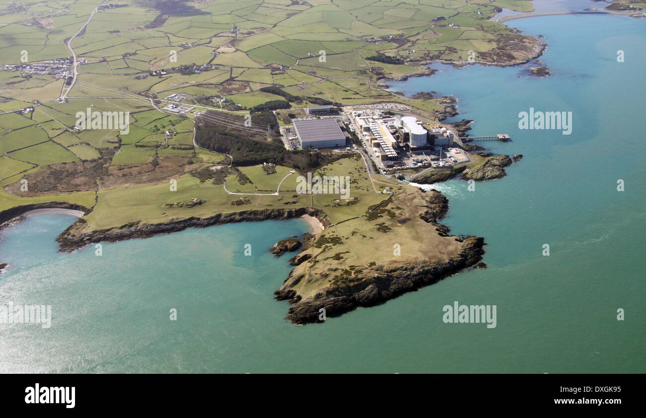 Vista aerea di Wylfa Centrale Nucleare su Anglesey Foto Stock