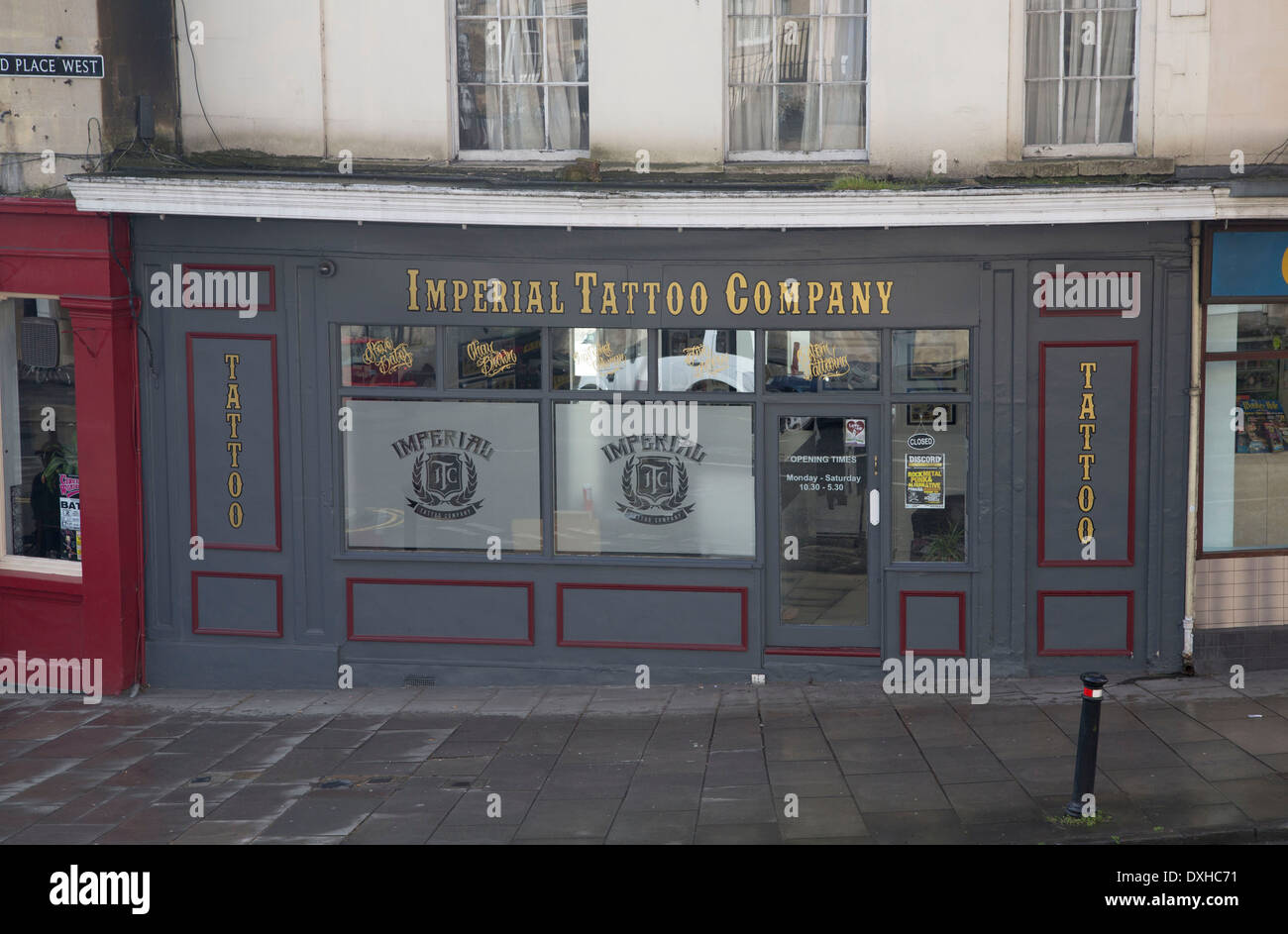 Imperial tattoo shop Azienda Bath Shop front body art Foto Stock