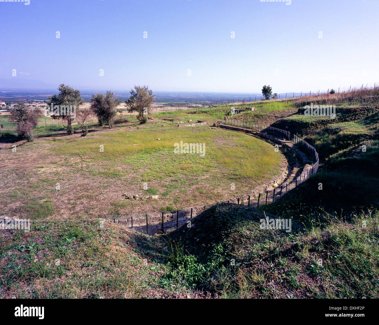 Teatro di antiche rovine a Vergina Macedonia Grecia Foto Stock