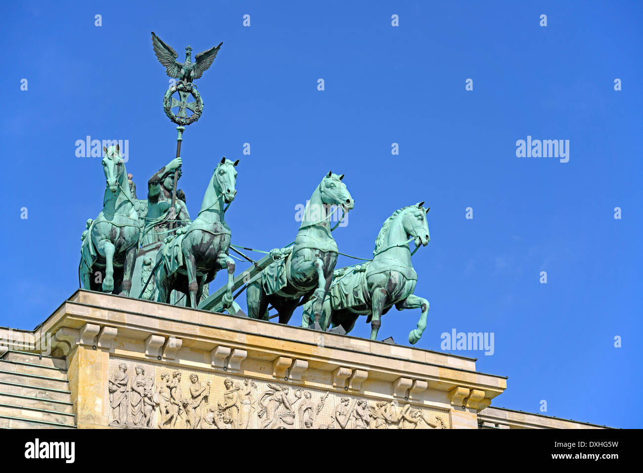 Quadriga sulla Porta di Brandeburgo, Berlino, Germania / Brandenburger Tor Foto Stock