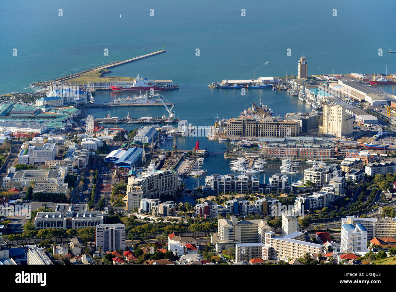 Victoria and Alfred Waterfront, vista dalla collina di segnale, Cape Town, Western Cape, Sud Africa e Africa Foto Stock