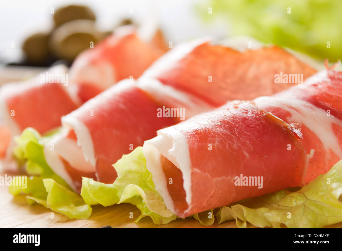 Salumi. Salumi prosciutto. Foto Stock