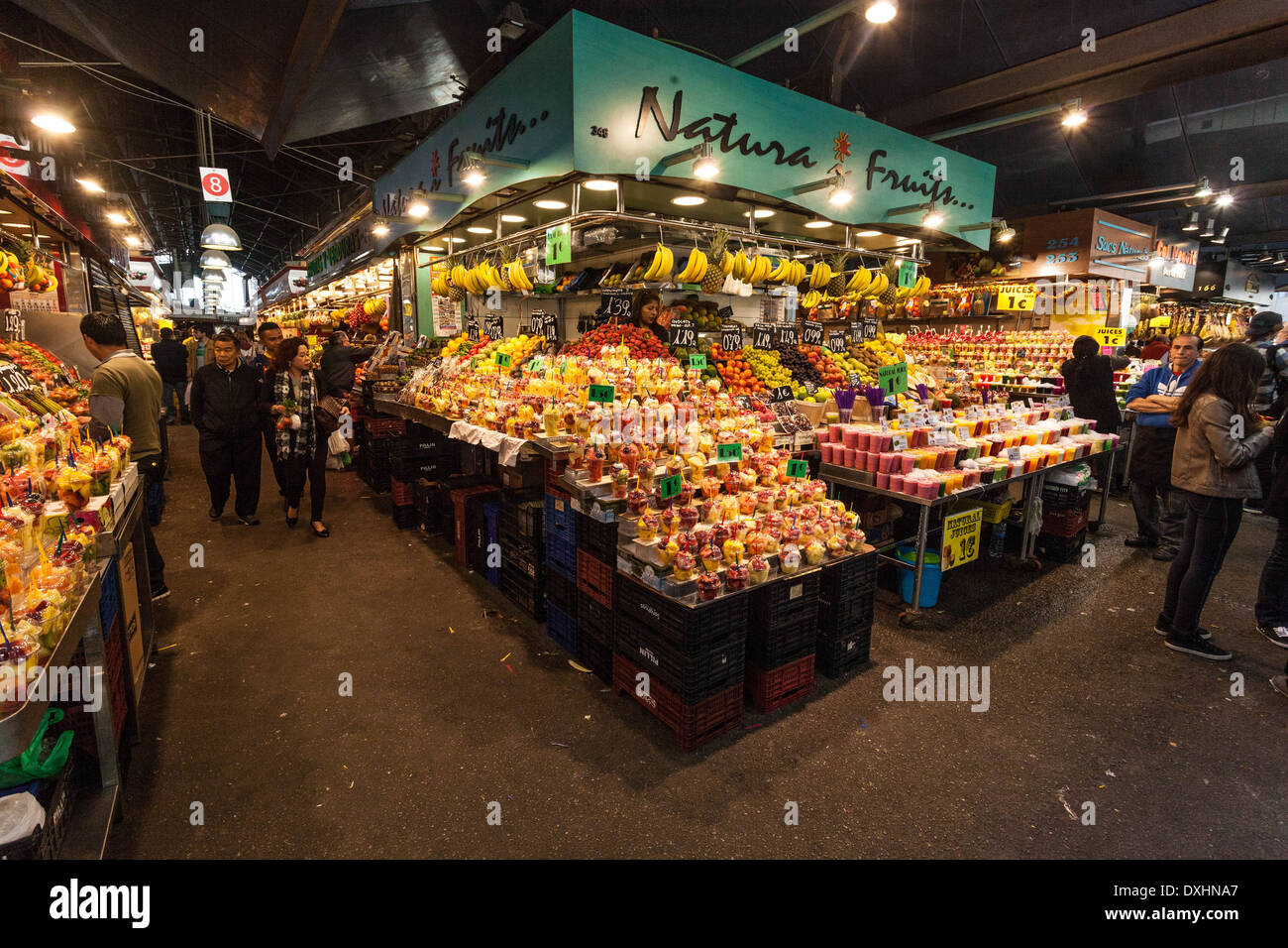 Mercat La Boqueria, il mercato pubblico, Barcelona, Spagna. Foto Stock