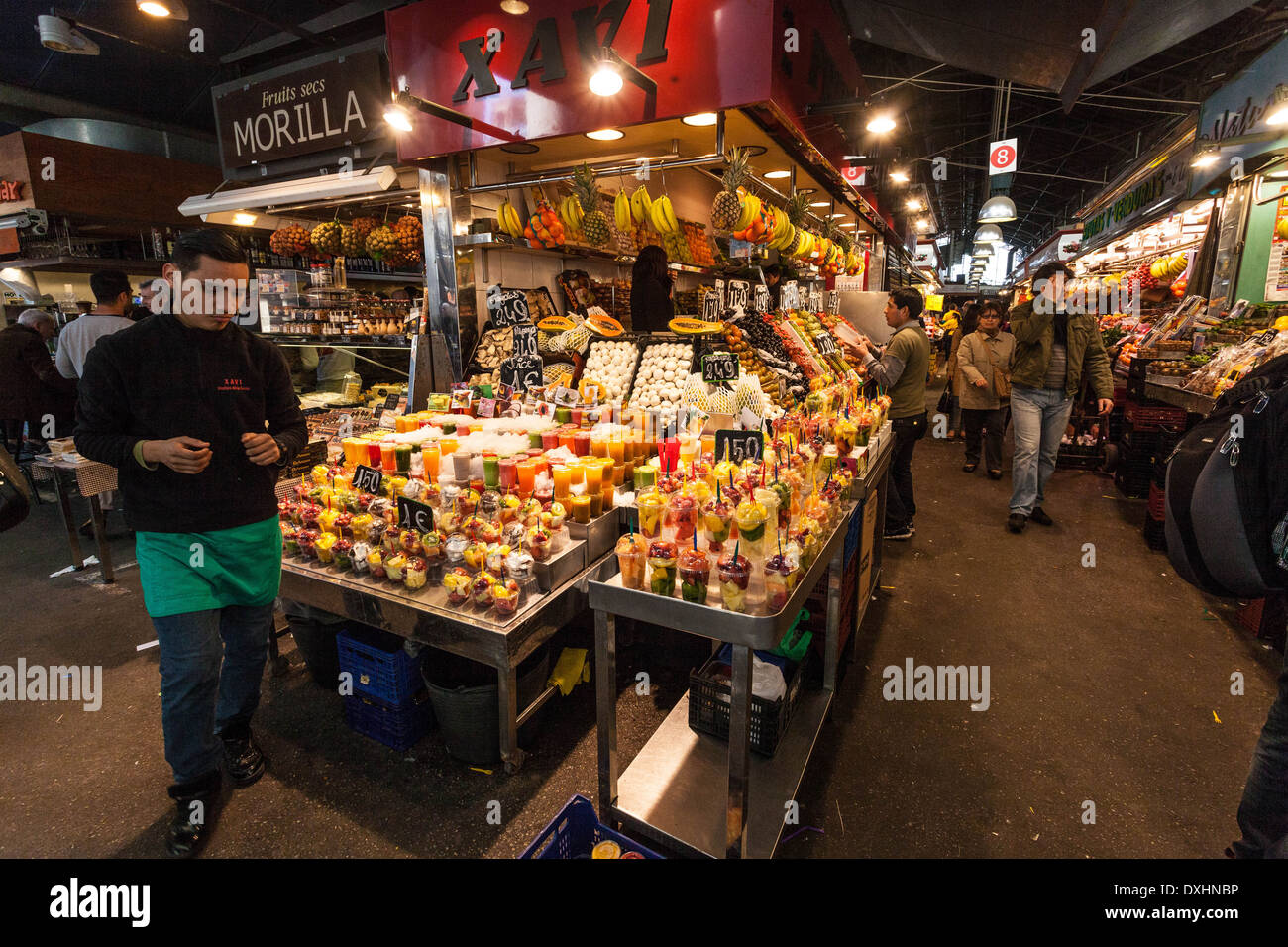 Mercat La Boqueria, il mercato pubblico, Barcelona, Spagna. Foto Stock