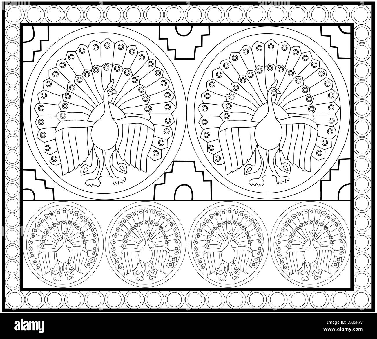 Illustrazione di astratta bellissimi pavoni Foto Stock