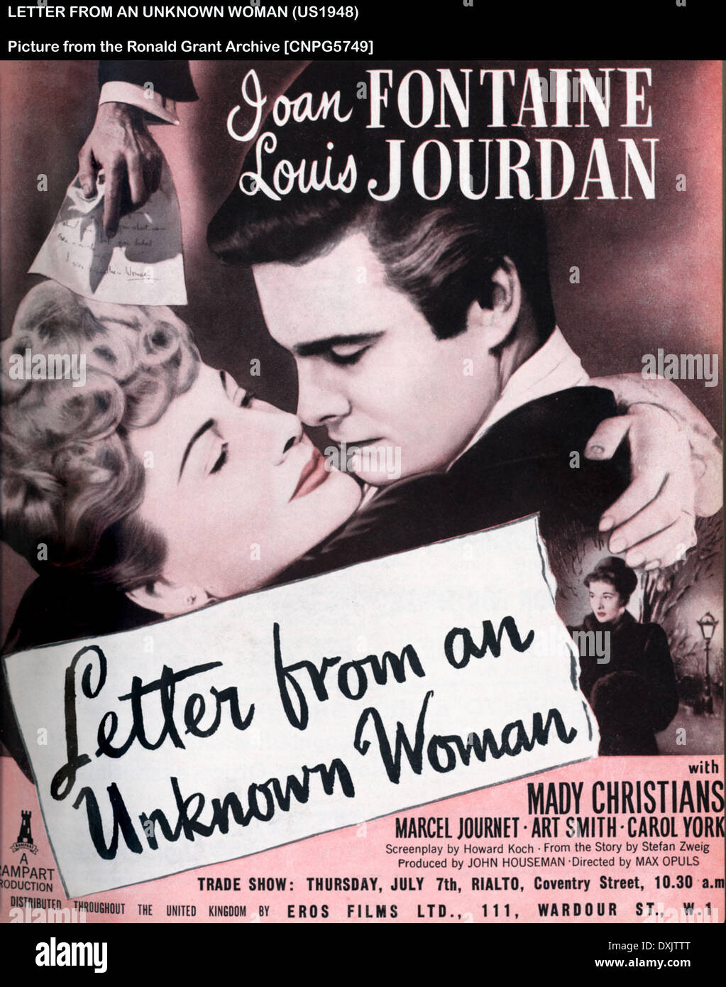 Lettera da una donna sconosciuta Foto Stock