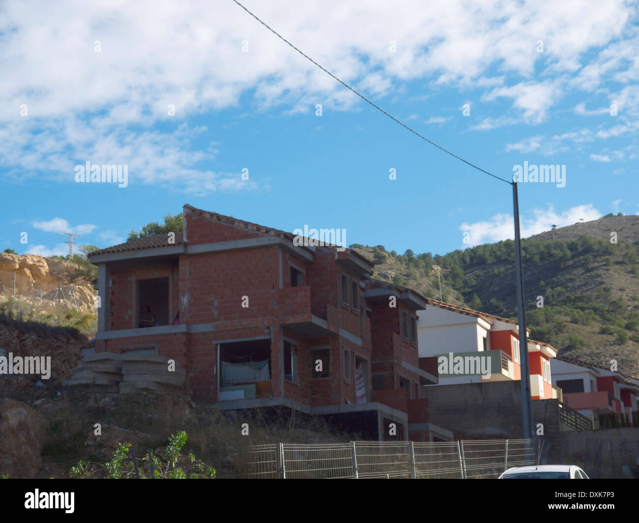 Nuove case in parte costruito a Benidorm, Spagna Foto Stock