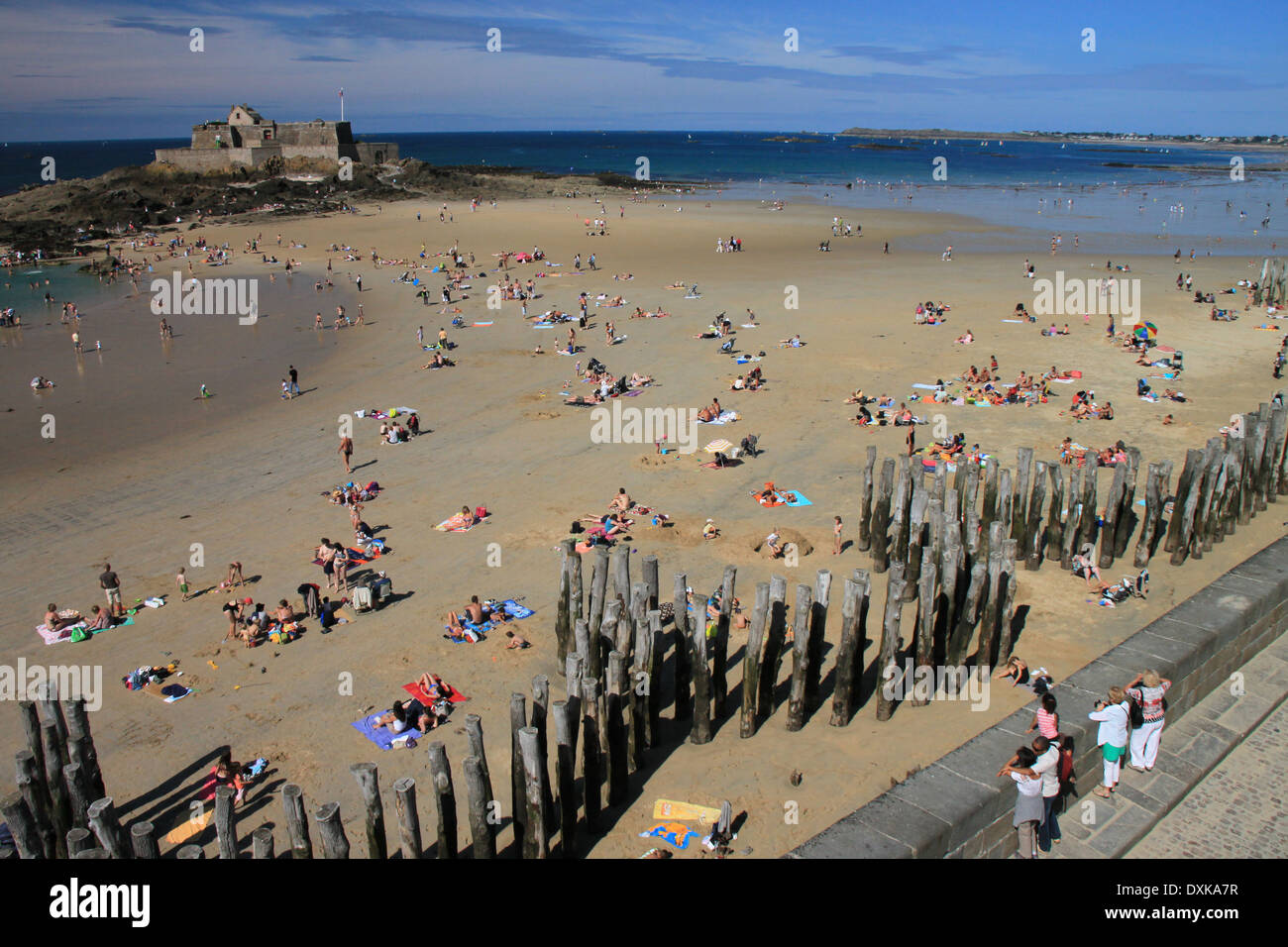 Francia, Bretagna, Saint Malo, thr Beach e Fort Eventail Foto Stock