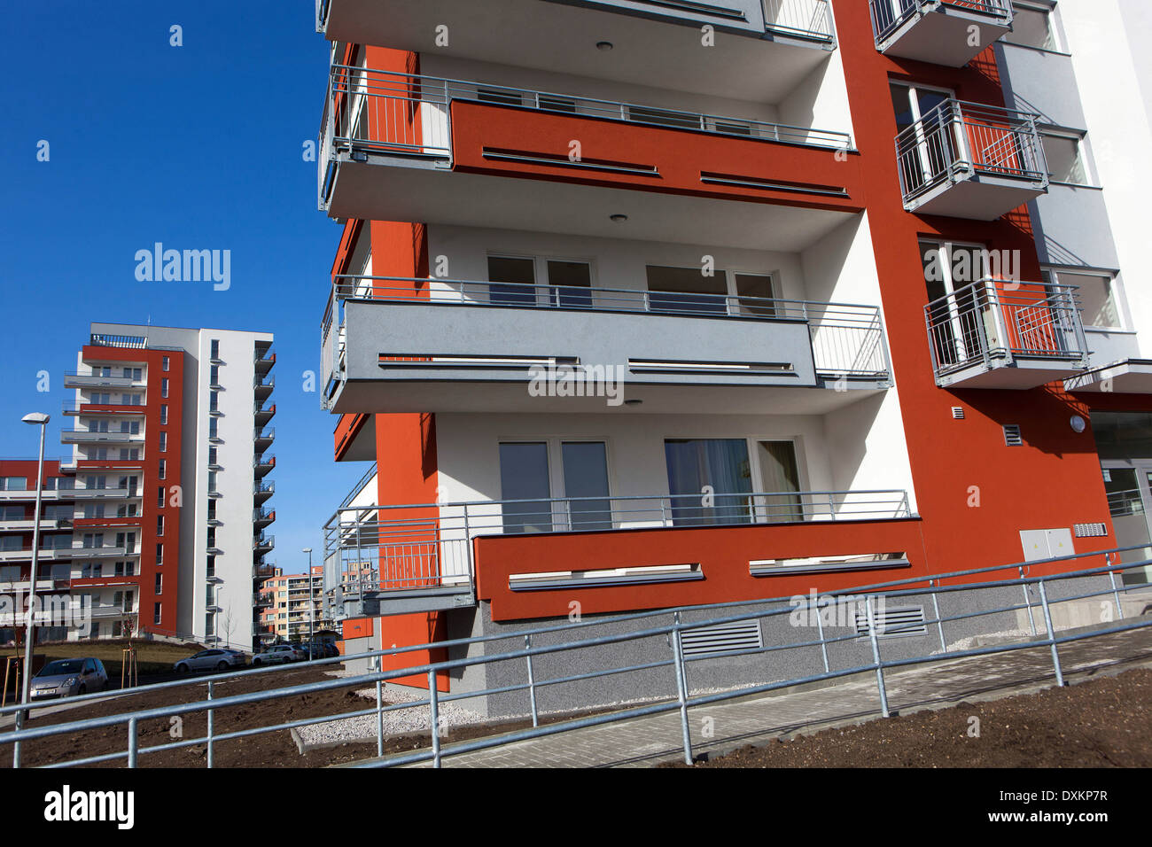 Nuovo edificio residenziale di Praga Letnany Foto Stock