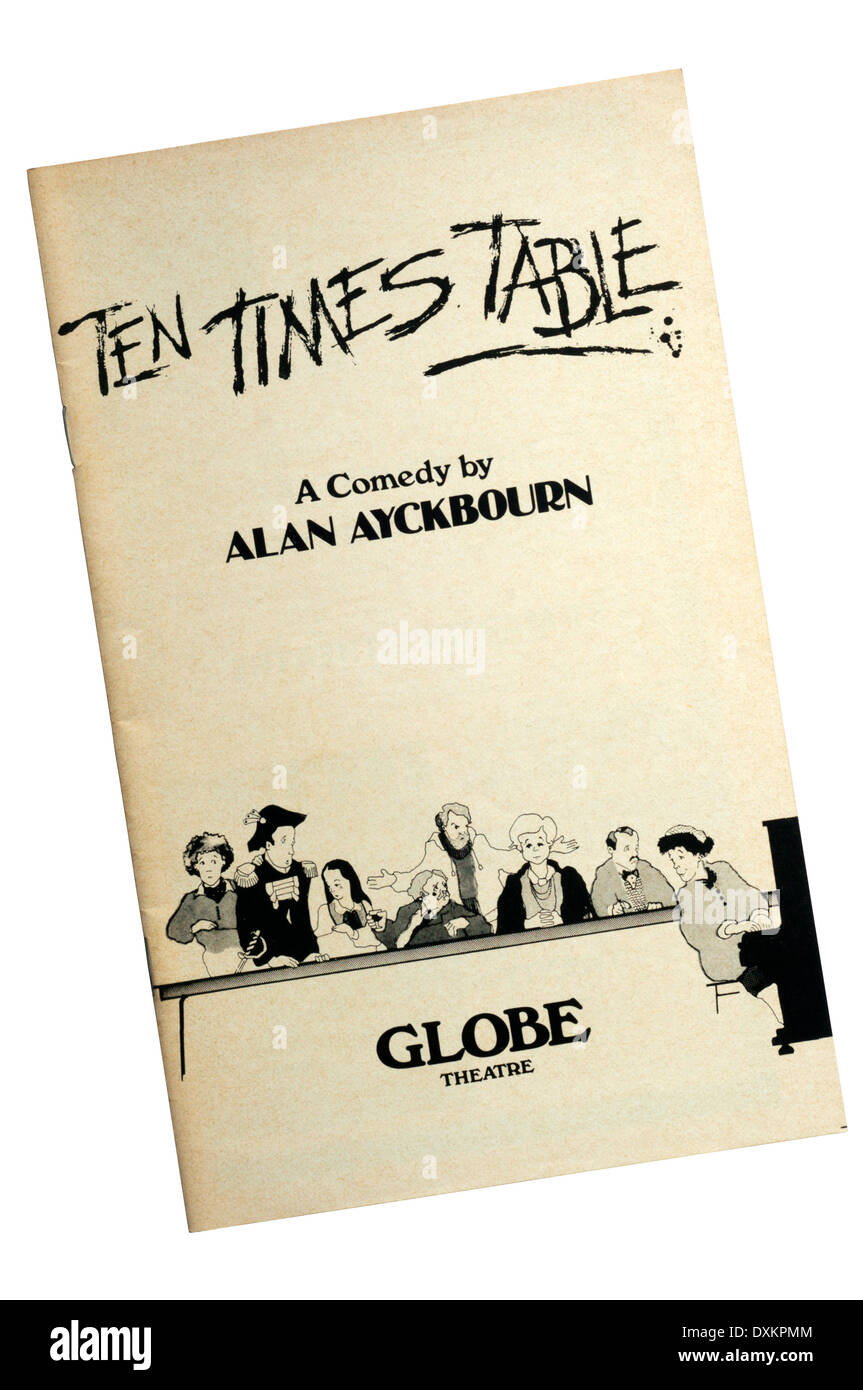 Programma per il 1978 la produzione di dieci volte la tabella da Alan Ayckbourn al Globe Theatre. Foto Stock