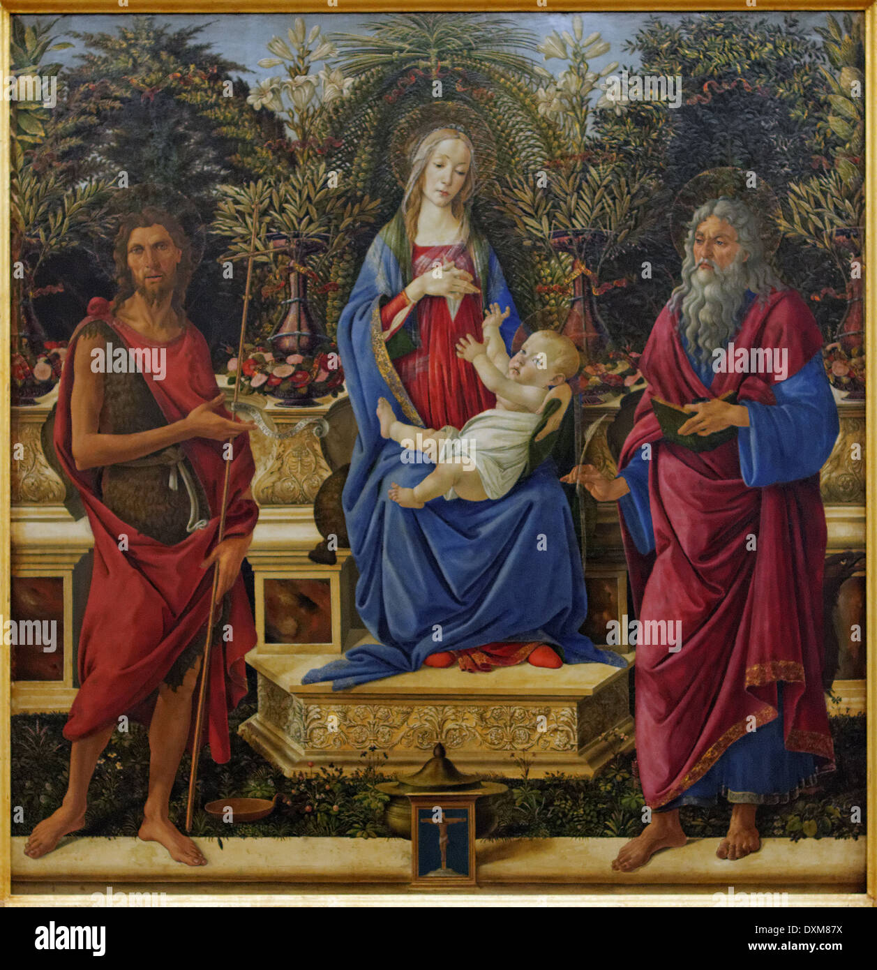 Sandro Botticelli - Madonna in trono e il Bambino e i due Giovanni - 1484 - XV secolo - Scuola di Italiano - Gemäldegalerie - Foto Stock