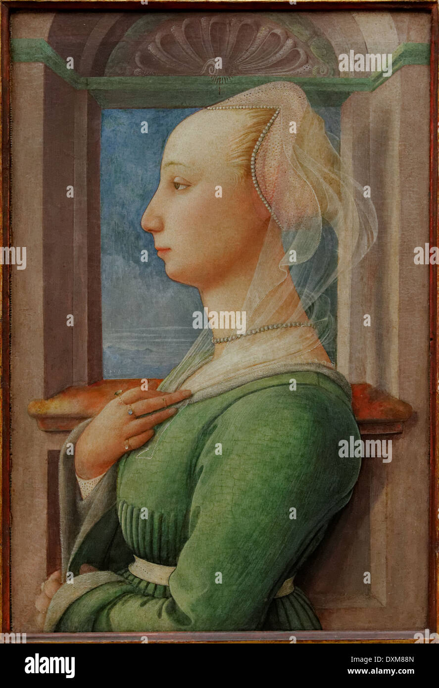 Fra Filippo Lippi - Profilo Ritratto di una giovane donna - 1445 - XIX secolo - Scuola di Italiano - Gemäldegalerie - Berlino Foto Stock