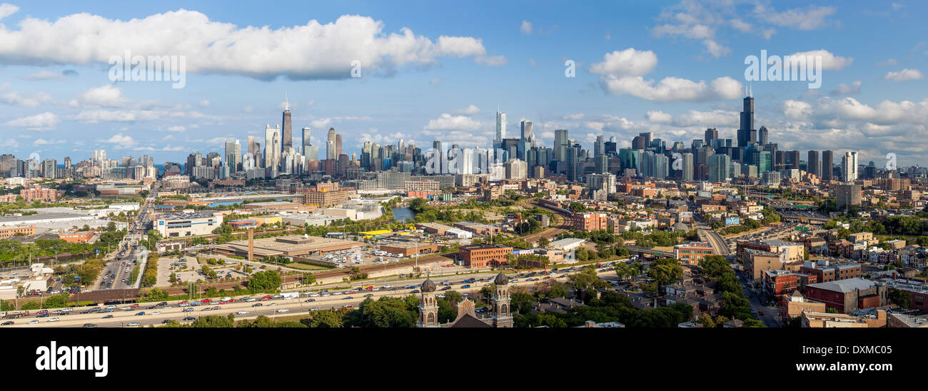 Chicago, Illinois, Stati Uniti d'America, skyline della città vista panoramica Foto Stock