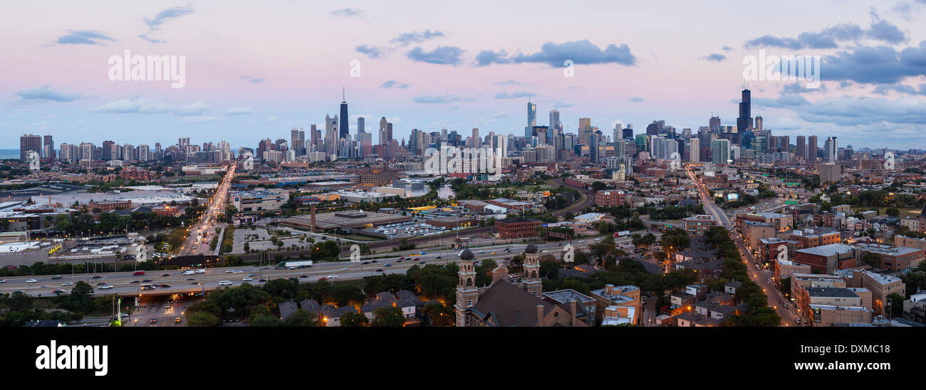 Chicago, Illinois, Stati Uniti d'America, skyline della città vista panoramica Foto Stock