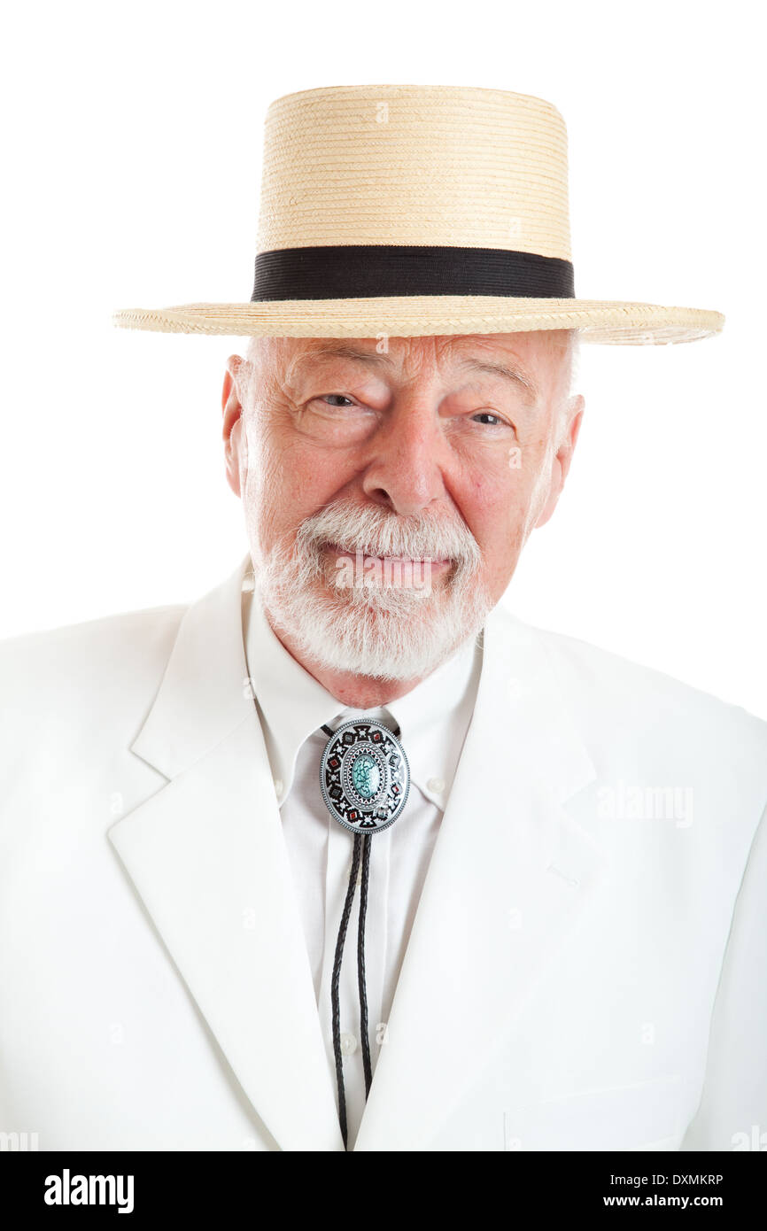 Ritratto di un bel senior uomo vestito in tradizionale stile meridionale. Foto Stock