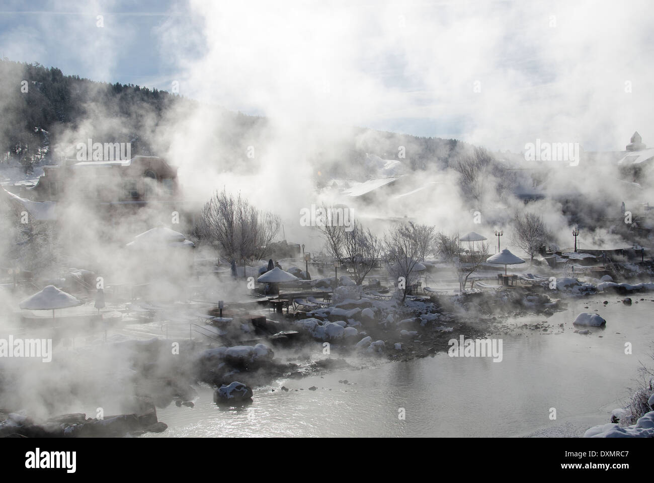 Pagosa sorgenti calde in inverno freddo giorno Pagosa Springs Colorado USA Foto Stock