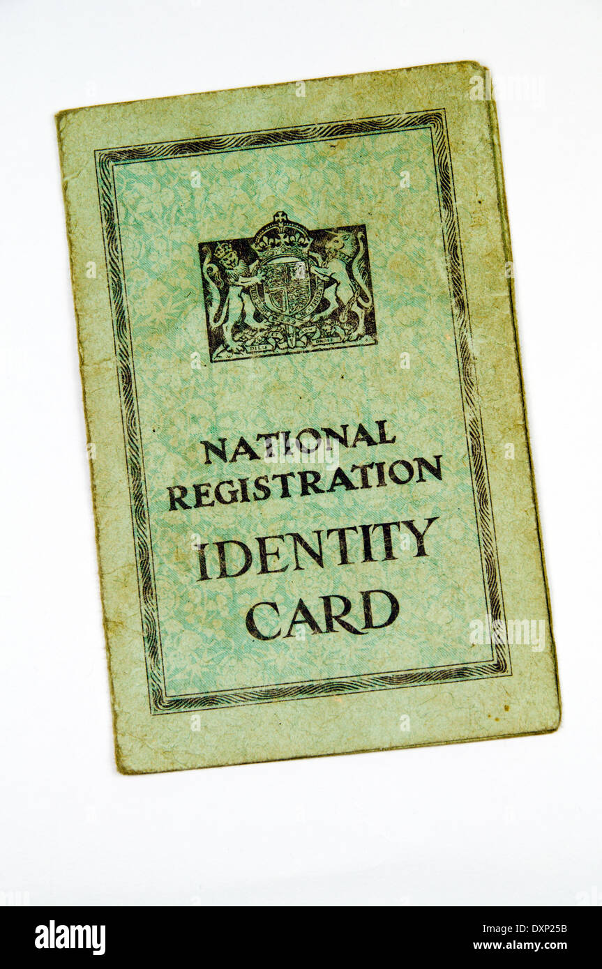 Tempo di guerra della carta d'identità nazionale. Regno Unito Foto Stock