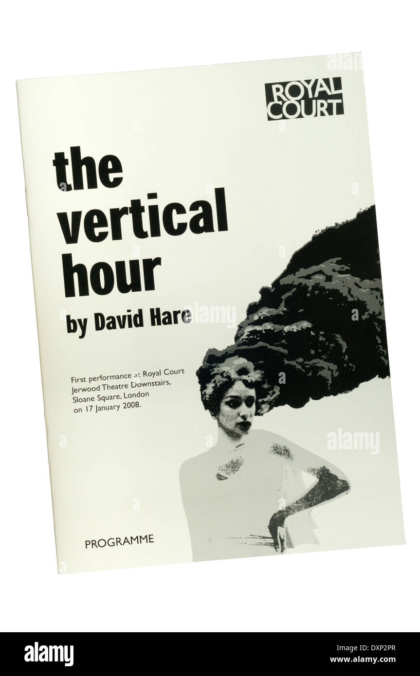 Programma per la prima performance della produzione 2008 di verticale ora da David Hare presso il Royal Court Theatre. Foto Stock