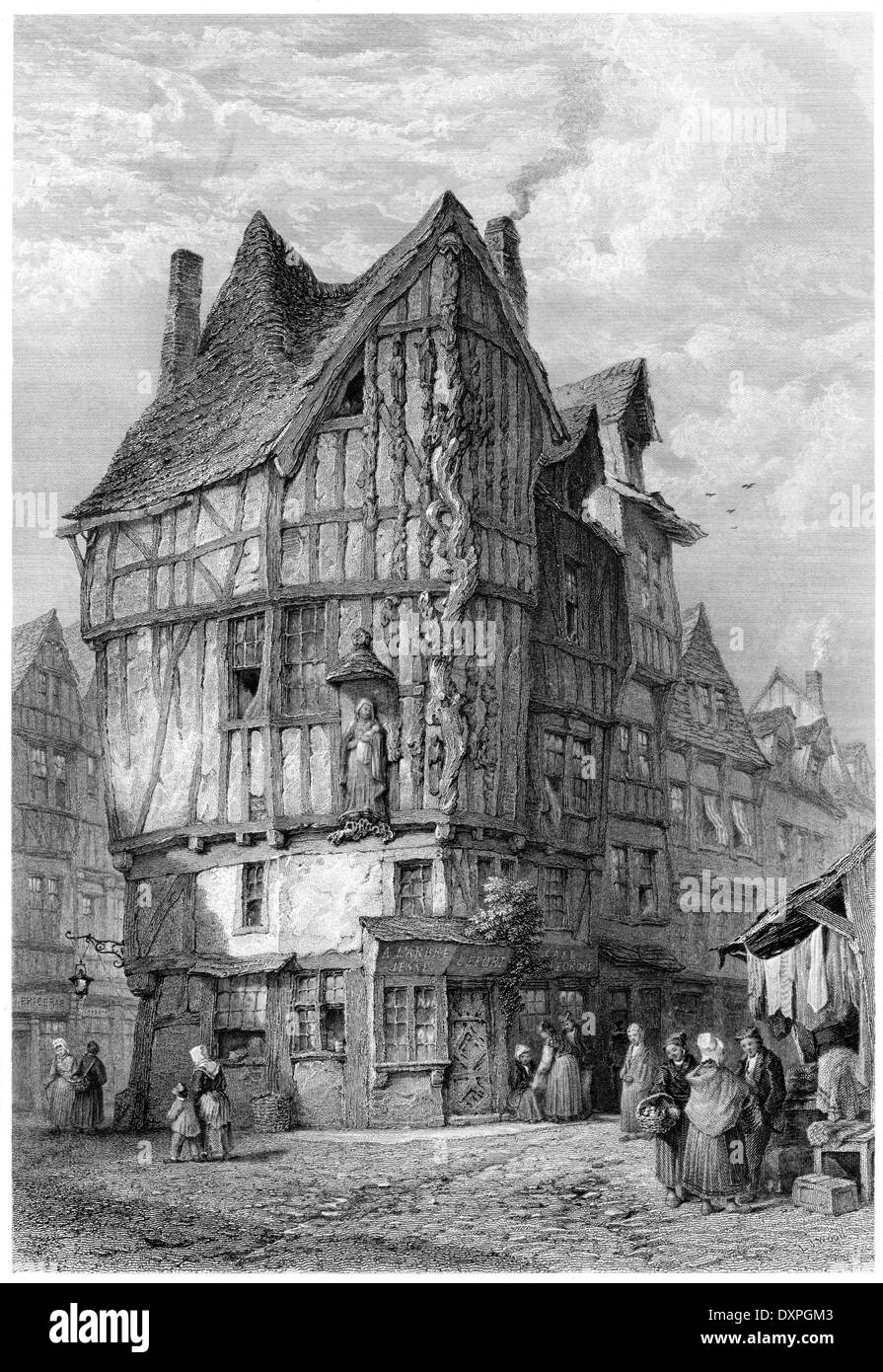 Una incisione intitolata "Casa dell'albero di Jesse, Joigny' scansionati ad alta risoluzione da un libro pubblicato circa 1878. Foto Stock