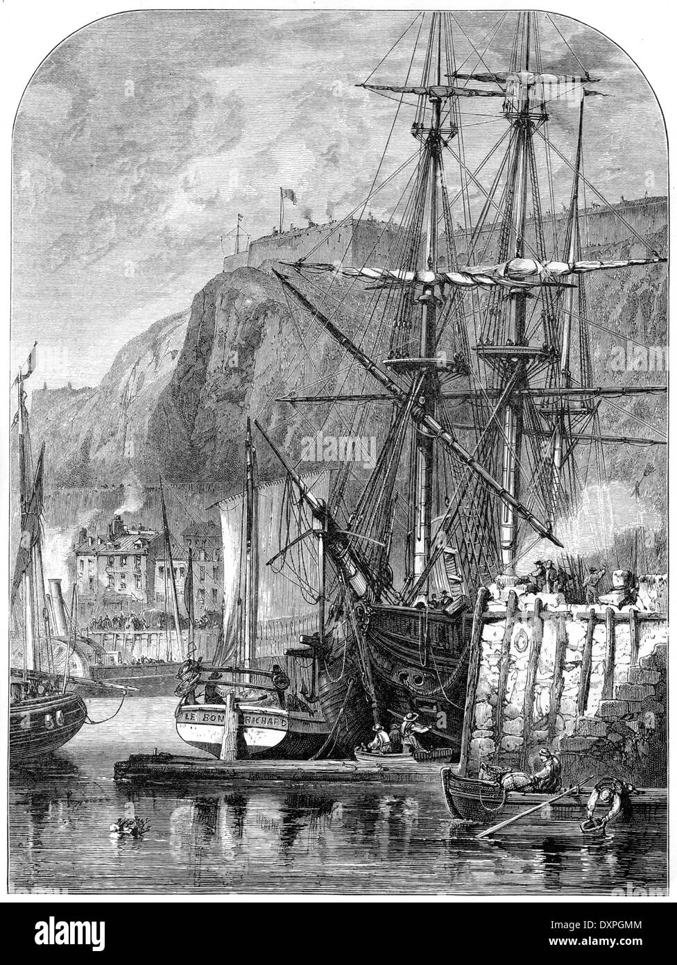 Un'incisione intitolata 'Fort Regent, St Helier's, Jersey' scansionata ad alta risoluzione da un libro pubblicato intorno al 1878. Creduto libero da copyright. Foto Stock