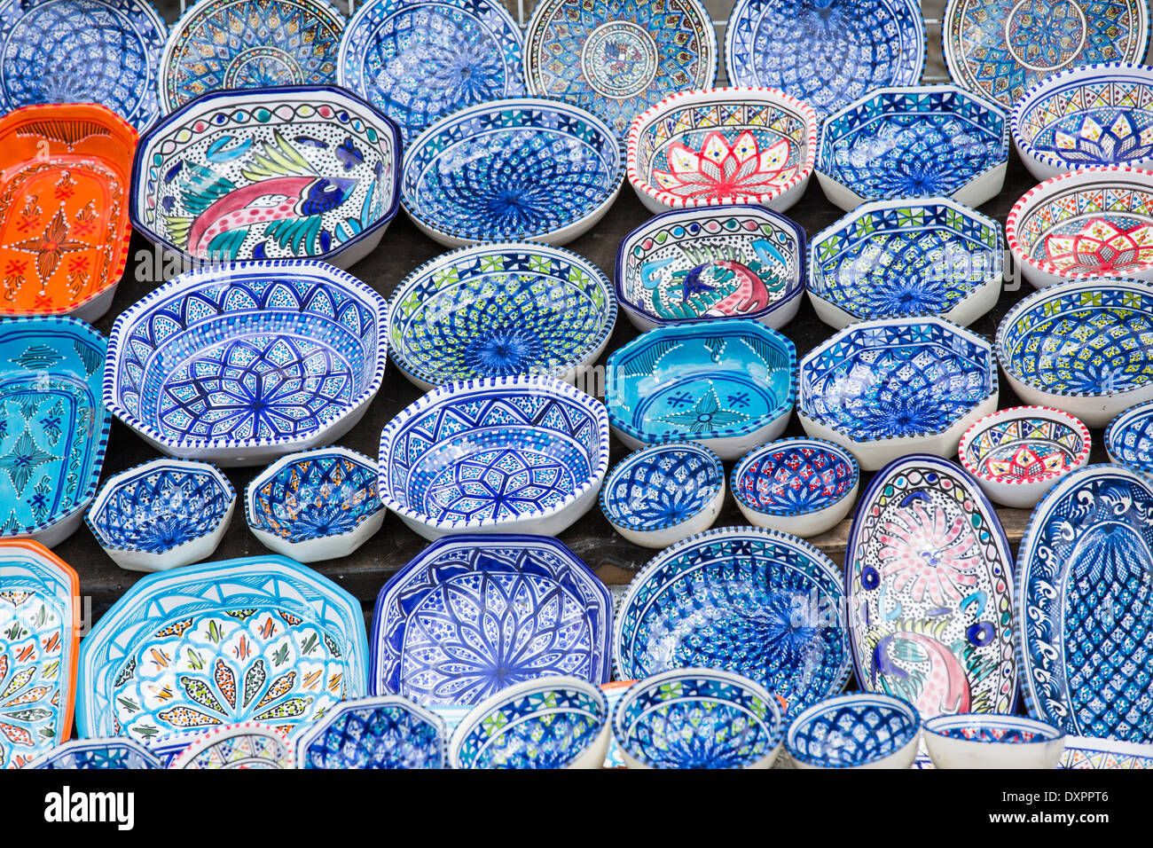 La ceramica di Sidi Bou Said, Tunisia Foto Stock